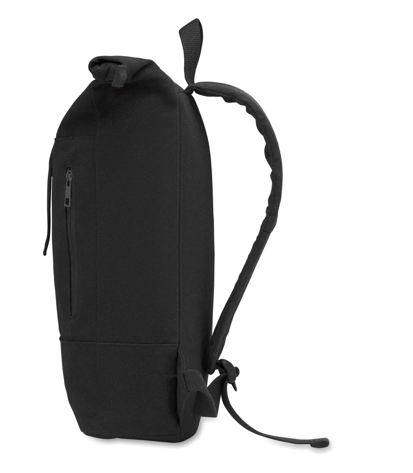 15'''' Rolltop-Laptop-Rucksack mit Reißverschluss aus recycelter Pre-Consumer-Baumwolle (70%) und recyceltem Polyester (30%).