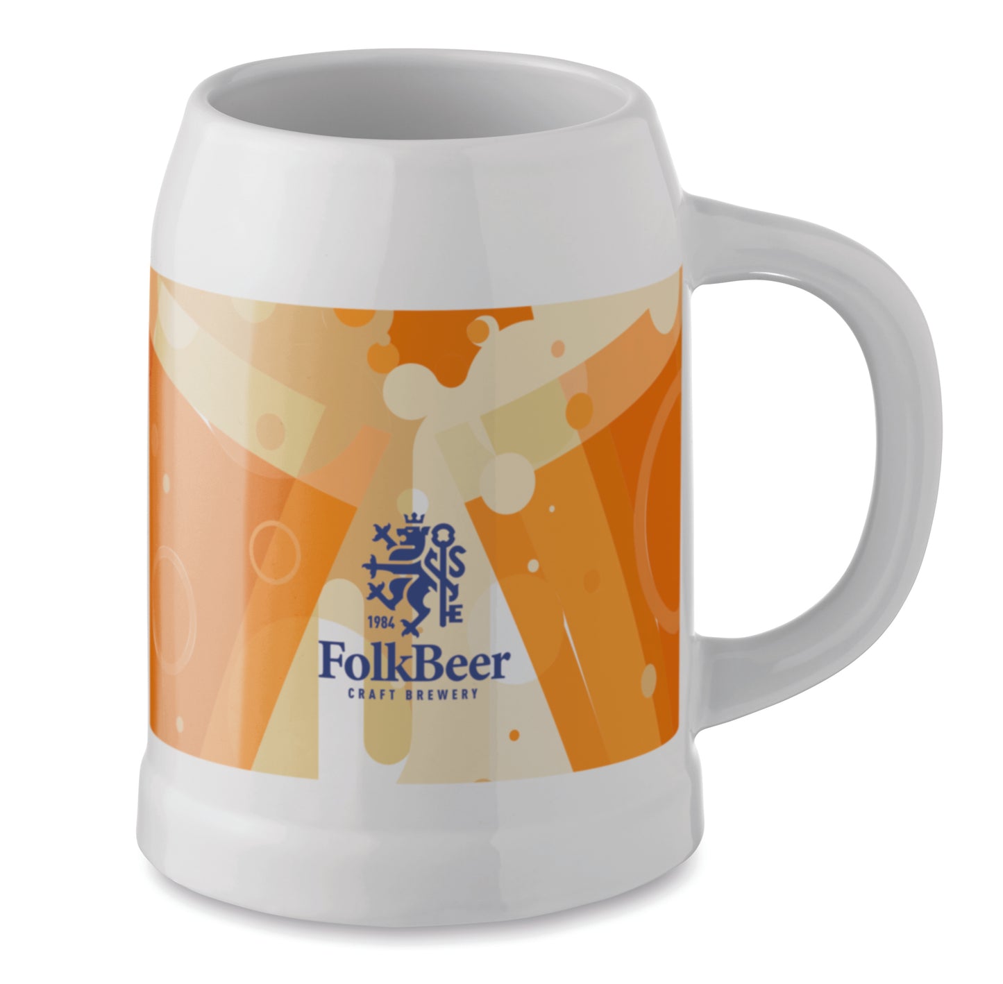 Bierkrug aus Keramik. Spezielle Beschichtung für Sublimationsdruck. Füllmenge: 500 ml.