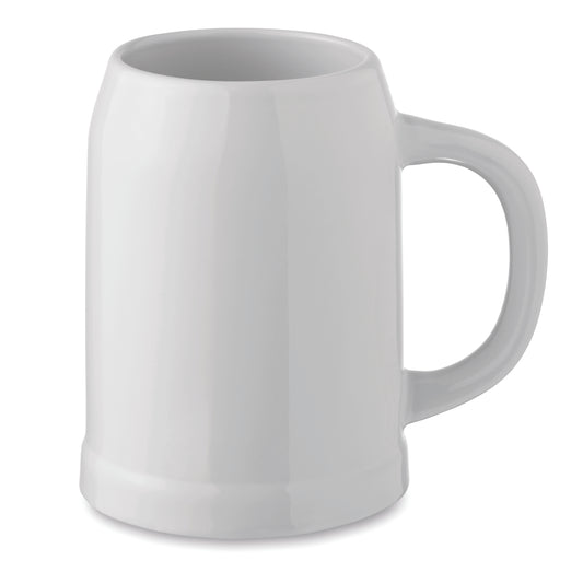 Bierkrug aus Keramik. Spezielle Beschichtung für Sublimationsdruck. Füllmenge: 500 ml.