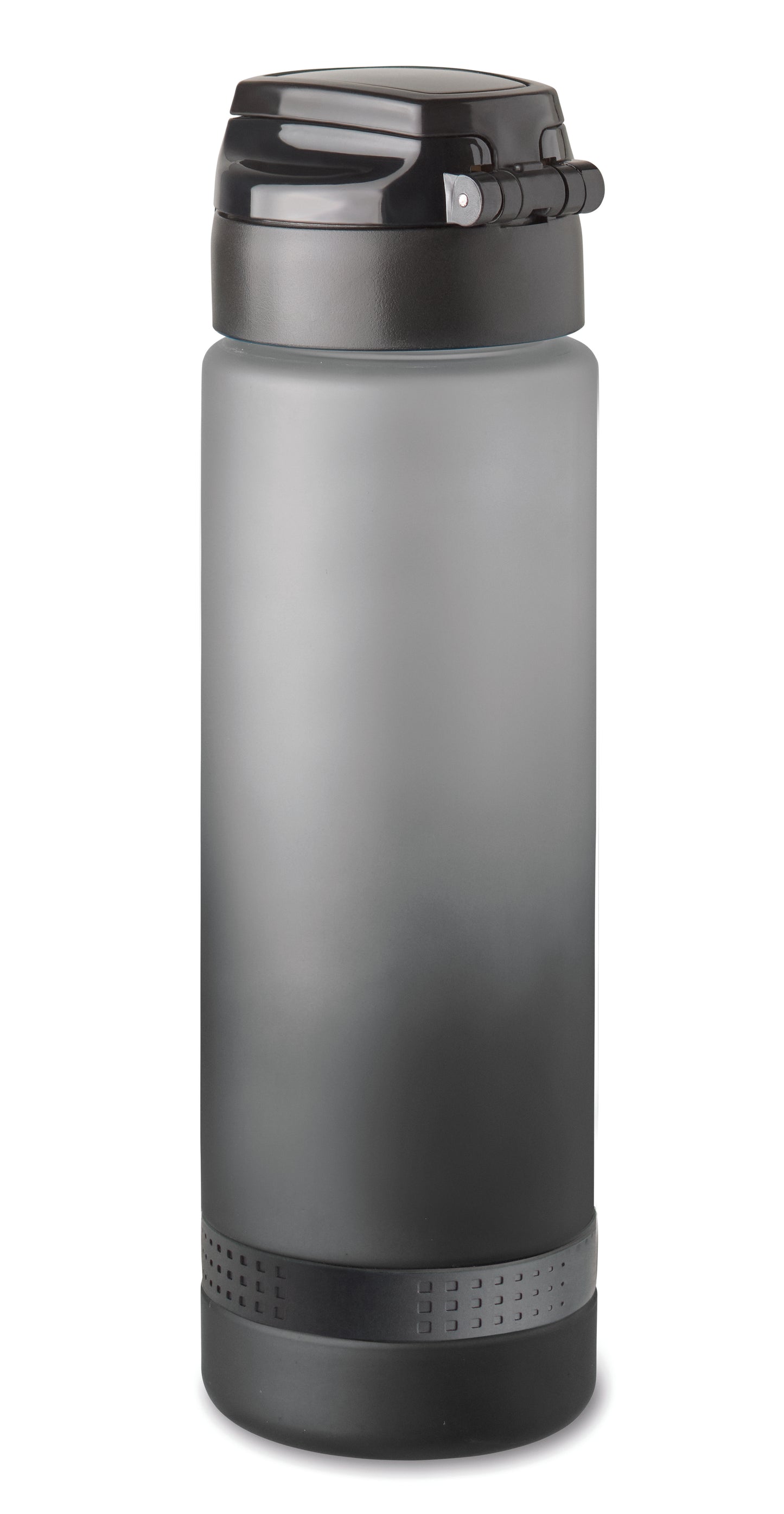 Sport-Trinkflasche aus RPET. Motivierende Zeitmarkierung einhändig zu öffnender Flip-Top-Deckel Sicherheitsverschluss und Henkel.