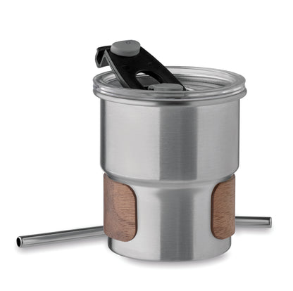 Einwandiger Becher aus recyceltem Edelstahl (90% recycelter Edelstahl 10% Edelstahl) mit abnehmbarem