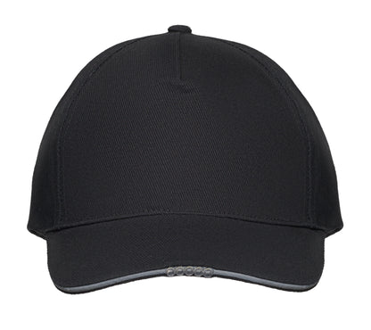 Baseball Kappe aus Baumwolle 220g/m². 5 Panels. 5 LED Leuchten im Kappenschirm.