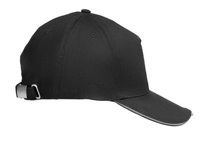 Baseball Kappe aus Baumwolle 220g/m². 5 Panels. 5 LED Leuchten im Kappenschirm.