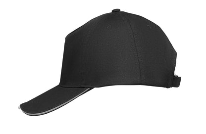 Baseball Kappe aus Baumwolle 220g/m². 5 Panels. 5 LED Leuchten im Kappenschirm.