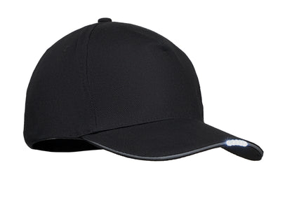Baseball Kappe aus Baumwolle 220g/m². 5 Panels. 5 LED Leuchten im Kappenschirm.