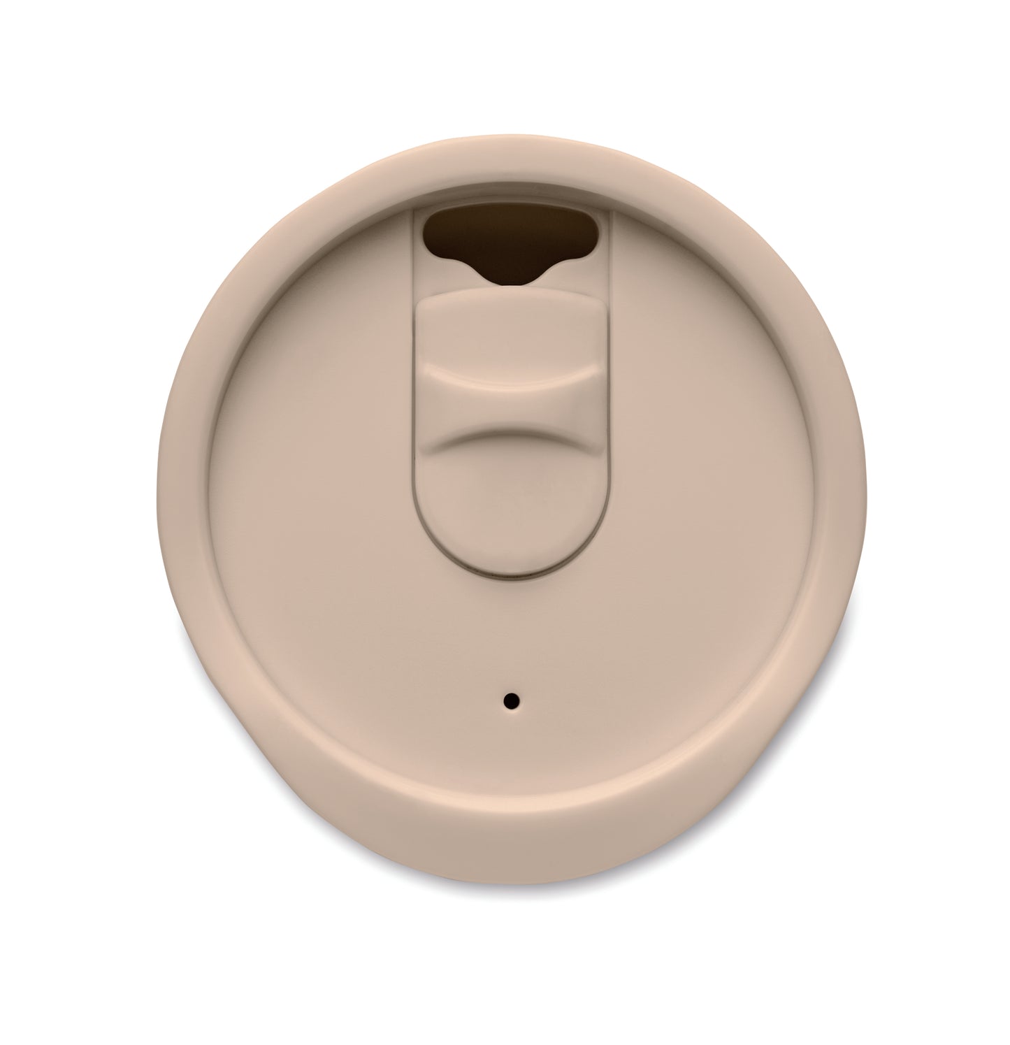 Doppelwandiger Becher aus PP. Trinköffnung im Deckel aus PS und ABS. Füllmenge: