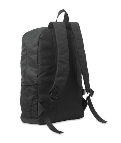 Rucksack mit Schnürung. Fronttasche mit Reißverschluss. Netztaschen auf beiden Seiten. 600D RPET-Polyester.