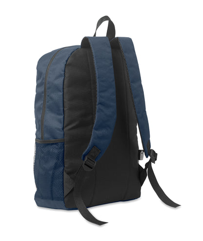 Rucksack mit Schnürung. Fronttasche mit Reißverschluss. Netztaschen auf beiden Seiten. 600D RPET-Polyester.