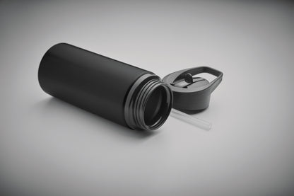 Einwandige Flasche aus recyceltem Edelstahl (90% recycelter Edelstahl und 10% Edelstahl). Klappbares