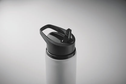 Einwandige Flasche aus recyceltem Edelstahl (90% recycelter Edelstahl und 10% Edelstahl). Klappbares