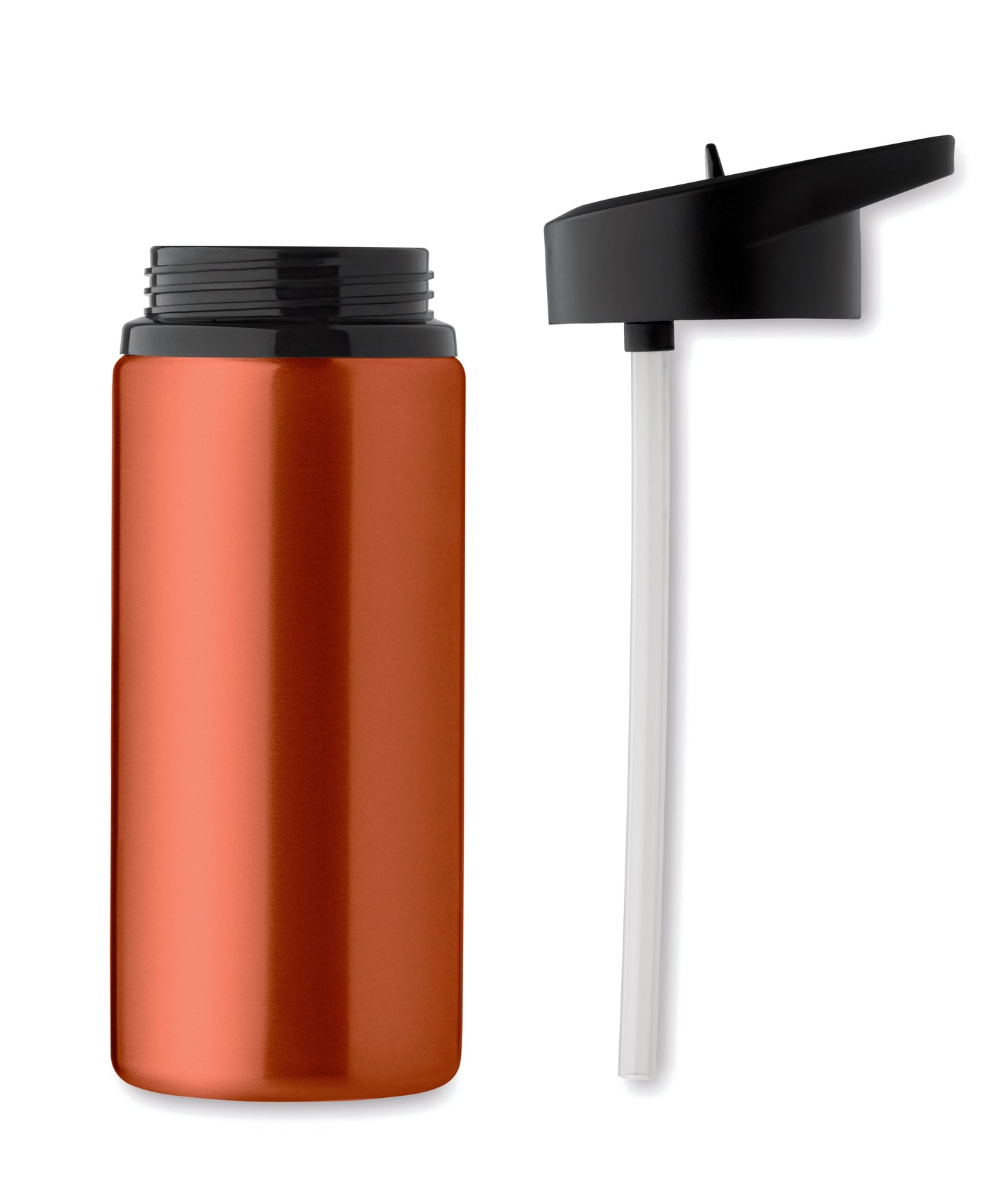 Einwandige Flasche aus recyceltem Edelstahl (90% recycelter Edelstahl und 10% Edelstahl). Klappbares