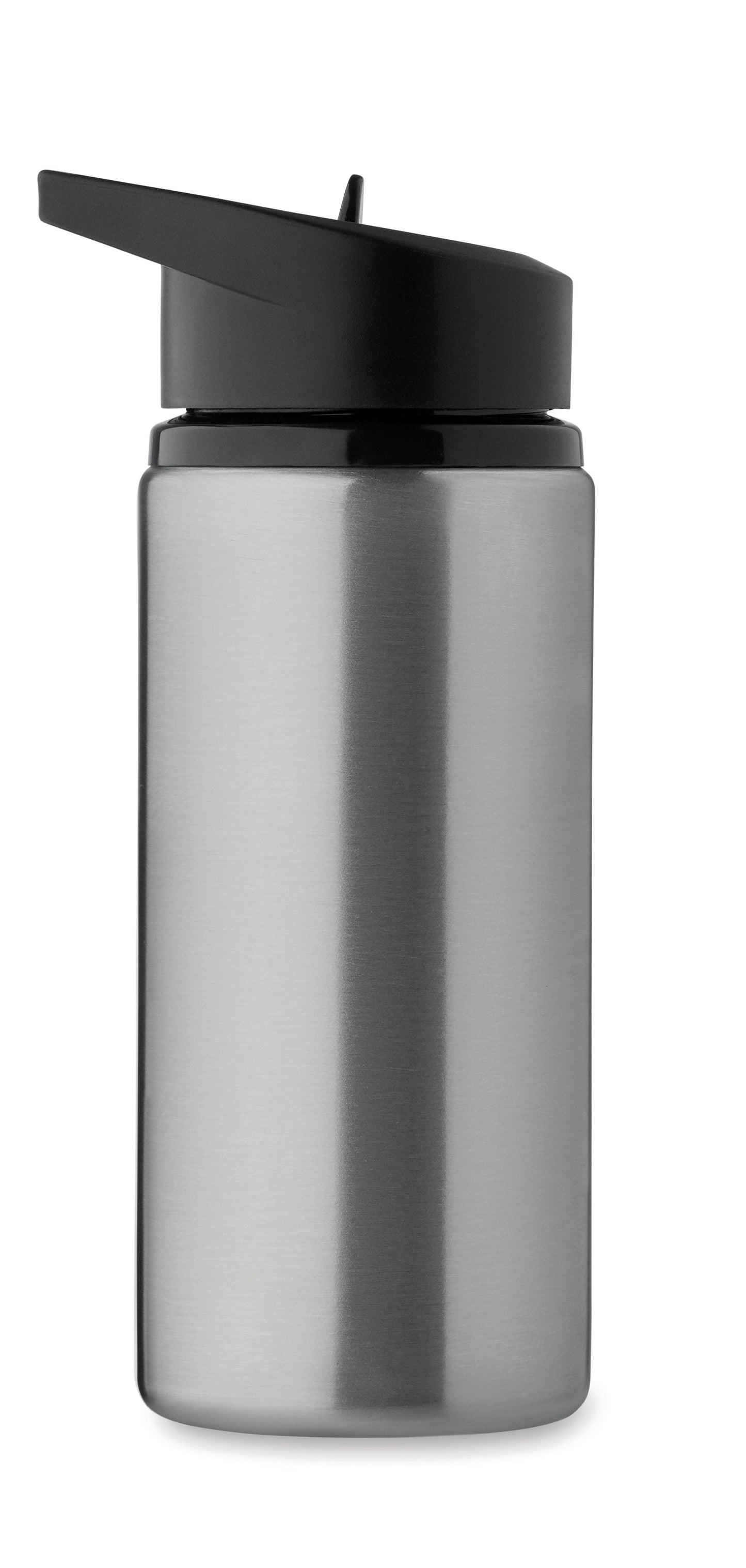 Einwandige Flasche aus recyceltem Edelstahl (90% recycelter Edelstahl und 10% Edelstahl). Klappbares