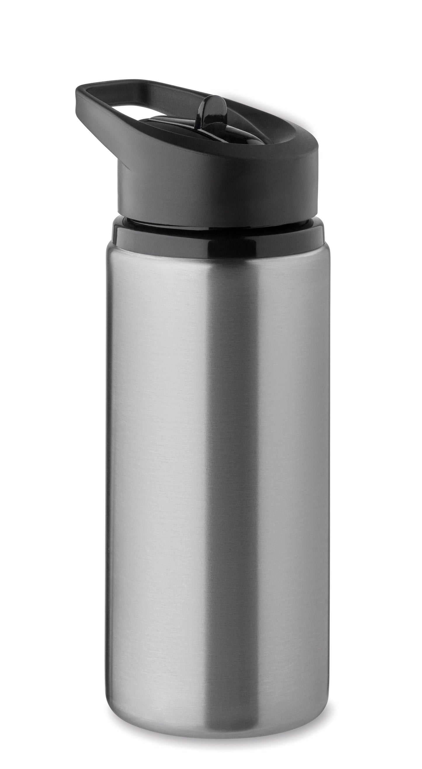 Einwandige Flasche aus recyceltem Edelstahl (90% recycelter Edelstahl und 10% Edelstahl). Klappbares