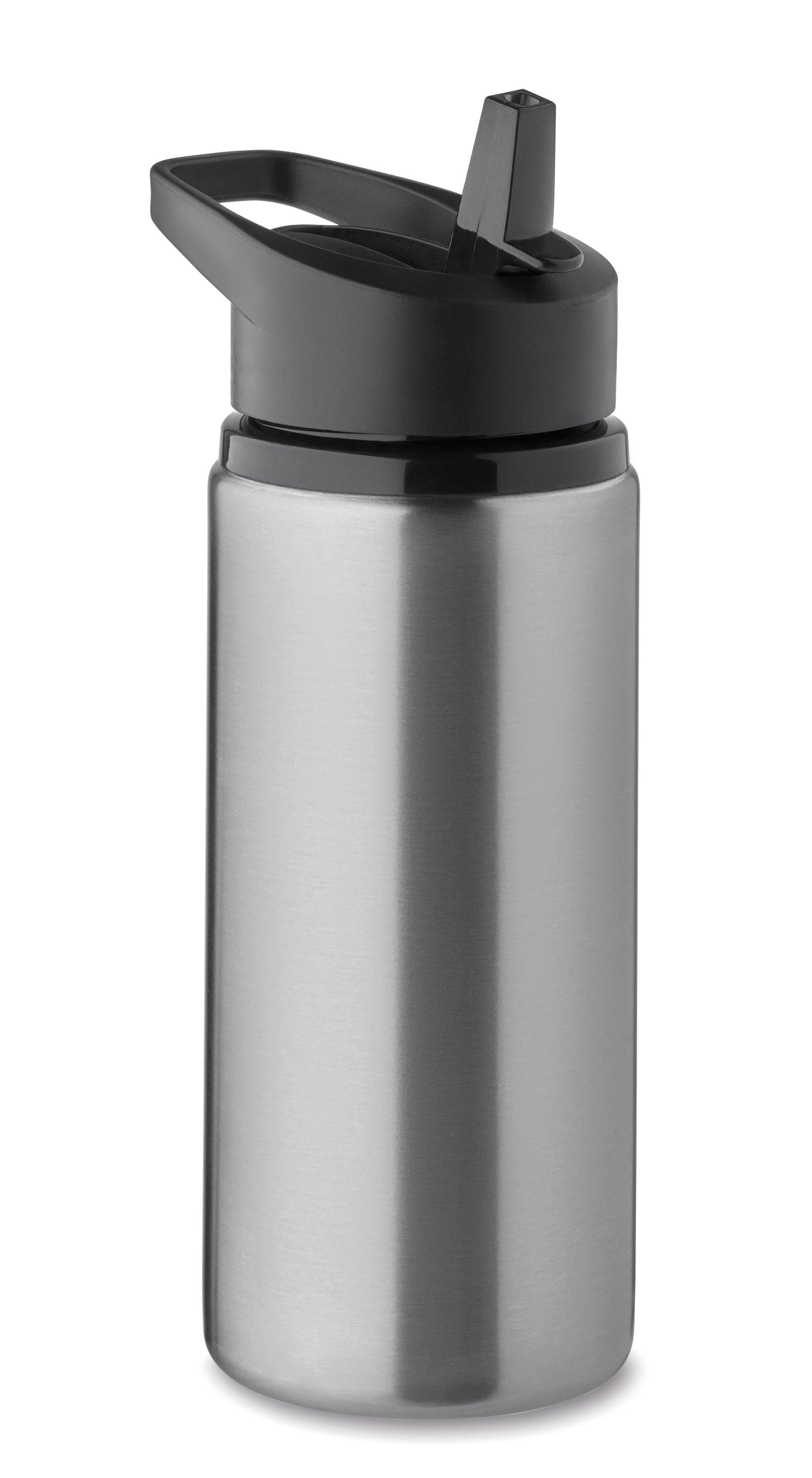 Einwandige Flasche aus recyceltem Edelstahl (90% recycelter Edelstahl und 10% Edelstahl). Klappbares