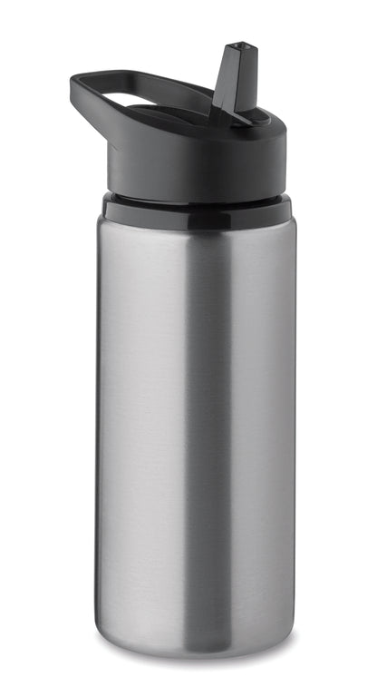 Einwandige Flasche aus recyceltem Edelstahl (90% recycelter Edelstahl und 10% Edelstahl). Klappbares