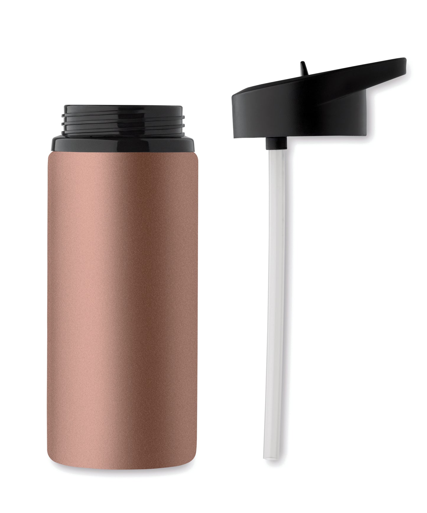 Einwandige Flasche aus recyceltem Edelstahl (90% recycelter Edelstahl und 10% Edelstahl). Klappbares