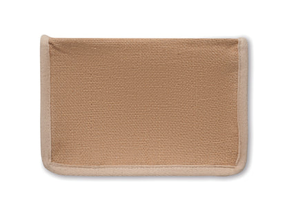 Kühltasche aus Jute mit Fronttasche und Gurt aus Baumwolle. Platz für 6