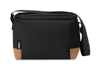 Kühltasche aus RPET 600D. Boden abgesetzt in Kork. Isoliermaterial: PEVA mit 2mm