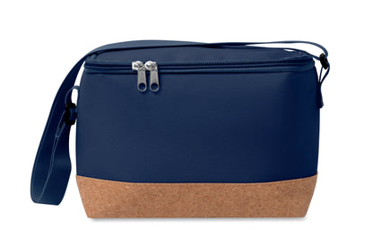 Kühltasche aus RPET 600D. Boden abgesetzt in Kork. Isoliermaterial: PEVA mit 2mm