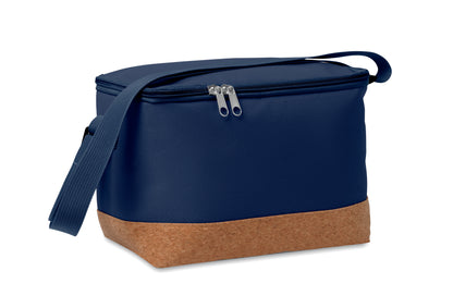 Kühltasche aus RPET 600D. Boden abgesetzt in Kork. Isoliermaterial: PEVA mit 2mm