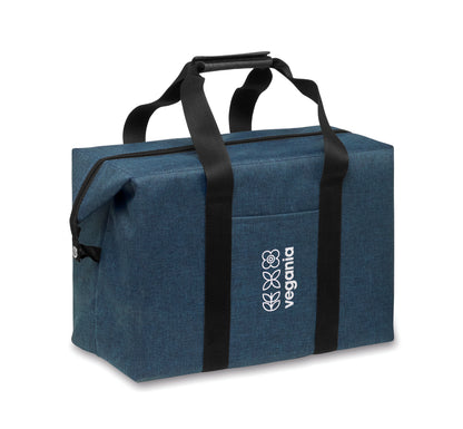 Kühltasche aus RPET 300D kationischem Polyester. Isoliermaterial: 3mm Schaumstoff laminiert mit Aluminiumfolie.