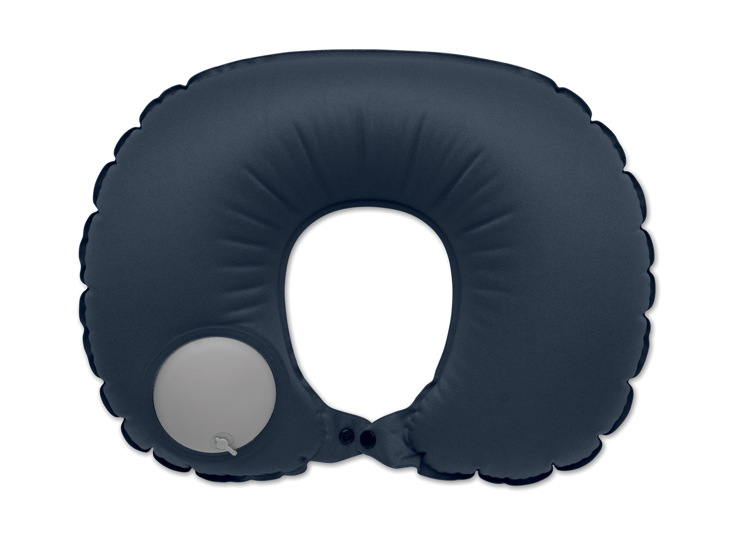 Schnell aufblasbares Reisekissen (50% PET und 50% TPU). Integrierte Pumpe und Luft-Ablass-Funktion.
