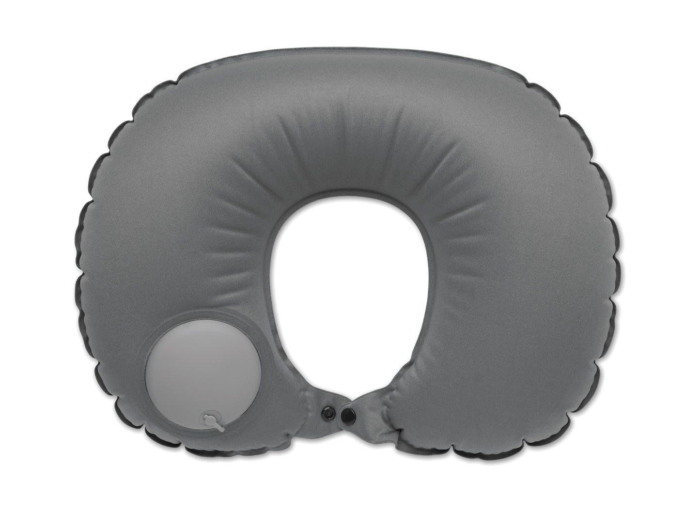 Schnell aufblasbares Reisekissen (50% PET und 50% TPU). Integrierte Pumpe und Luft-Ablass-Funktion.