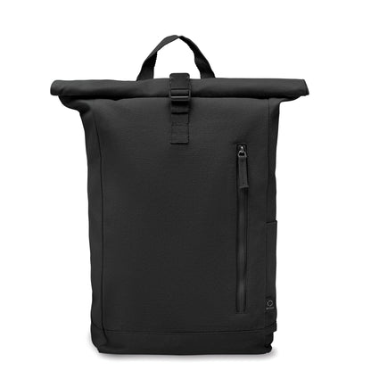 Rolltop-Rucksack mit Klettverschluss aus 390 g/m² (recycelte Baumwolle 80% und recycelter Polyester