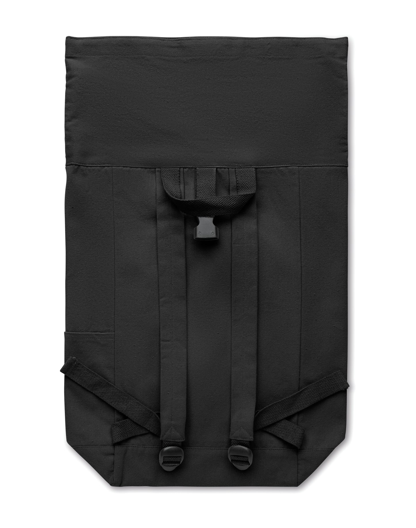 Rolltop-Rucksack mit Klettverschluss aus 390 g/m² (recycelte Baumwolle 80% und recycelter Polyester