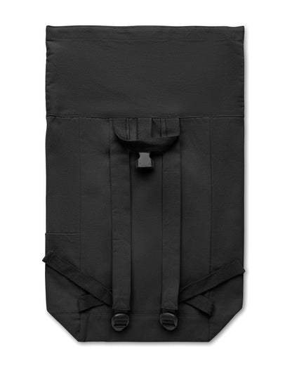 Rolltop-Rucksack mit Klettverschluss aus 390 g/m² (recycelte Baumwolle 80% und recycelter Polyester