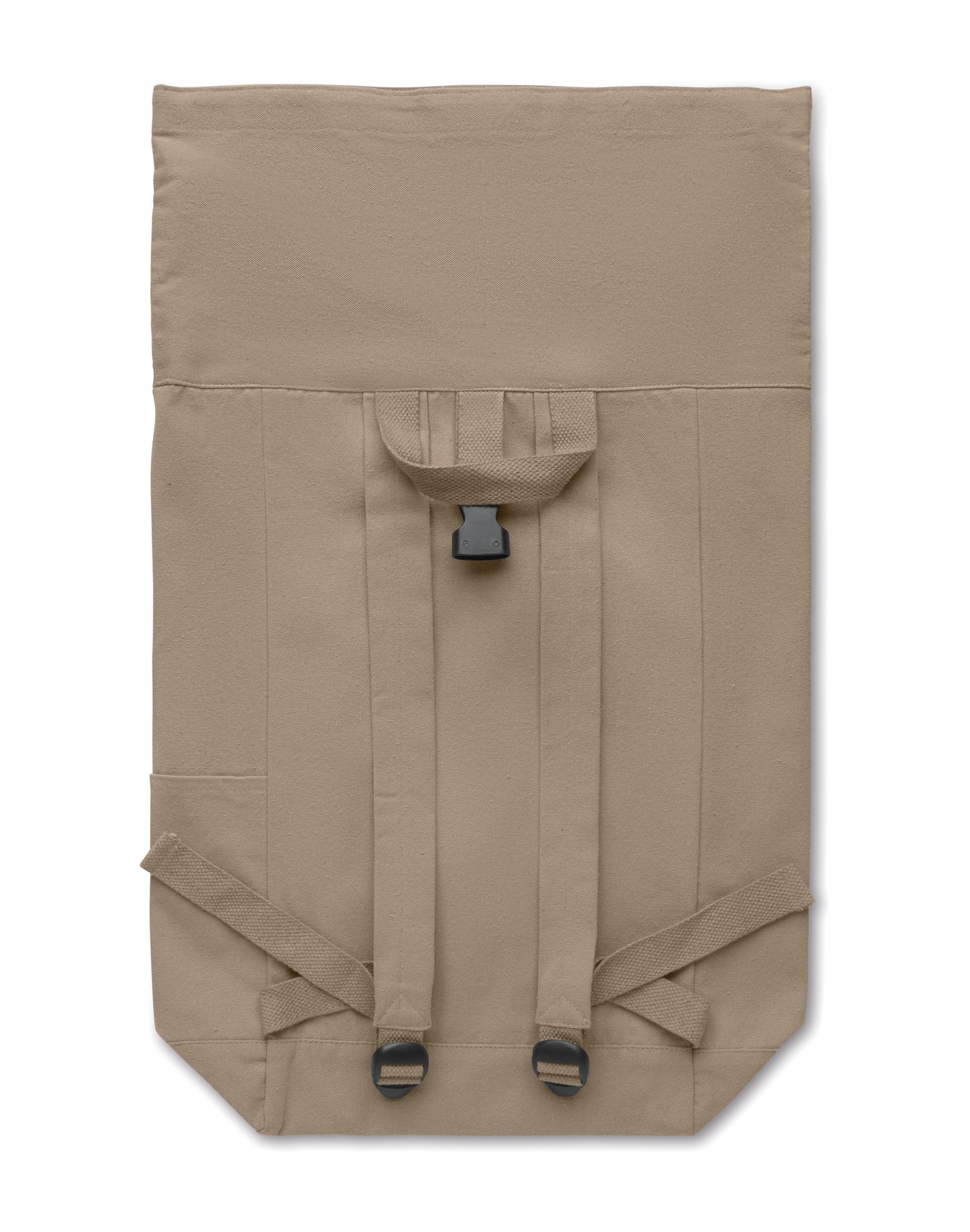 Rolltop-Rucksack mit Klettverschluss aus 390 g/m² (recycelte Baumwolle 80% und recycelter Polyester