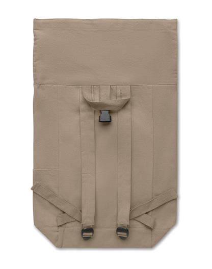 Rolltop-Rucksack mit Klettverschluss aus 390 g/m² (recycelte Baumwolle 80% und recycelter Polyester