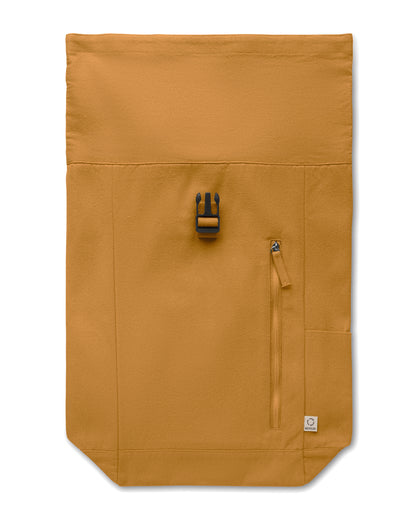 Rolltop-Rucksack mit Klettverschluss aus 390 g/m² (recycelte Baumwolle 80% und recycelter Polyester