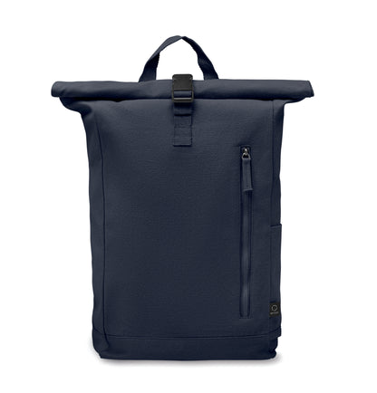 Rolltop-Rucksack mit Klettverschluss aus 390 g/m² (recycelte Baumwolle 80% und recycelter Polyester