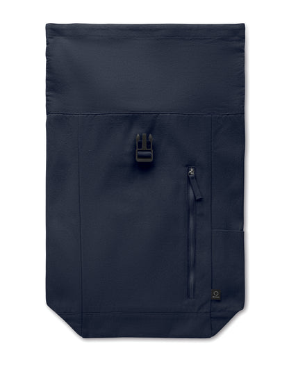 Rolltop-Rucksack mit Klettverschluss aus 390 g/m² (recycelte Baumwolle 80% und recycelter Polyester