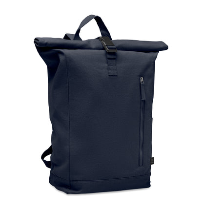 Rolltop-Rucksack mit Klettverschluss aus 390 g/m² (recycelte Baumwolle 80% und recycelter Polyester