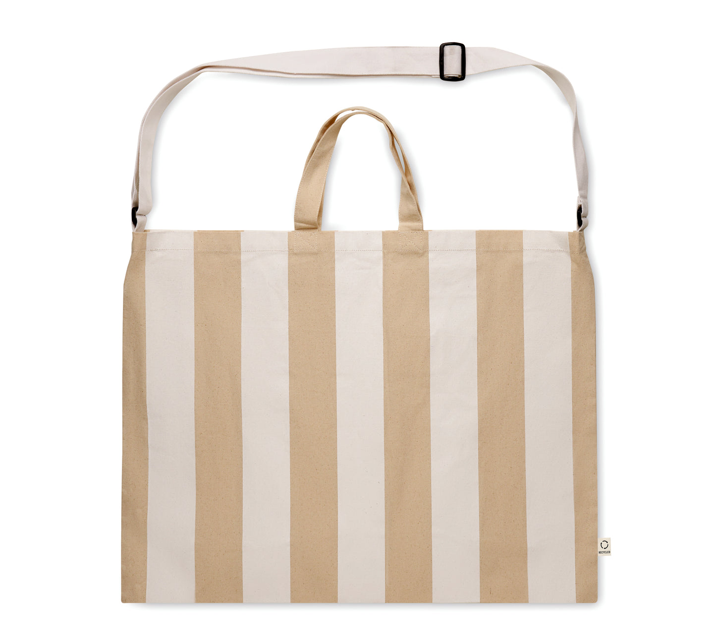 Extra große gestreifte Strandtasche aus 280 g/m² (recycelte Baumwolle 80% und recycelter