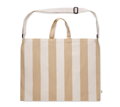 Extra große gestreifte Strandtasche aus 280 g/m² (recycelte Baumwolle 80% und recycelter