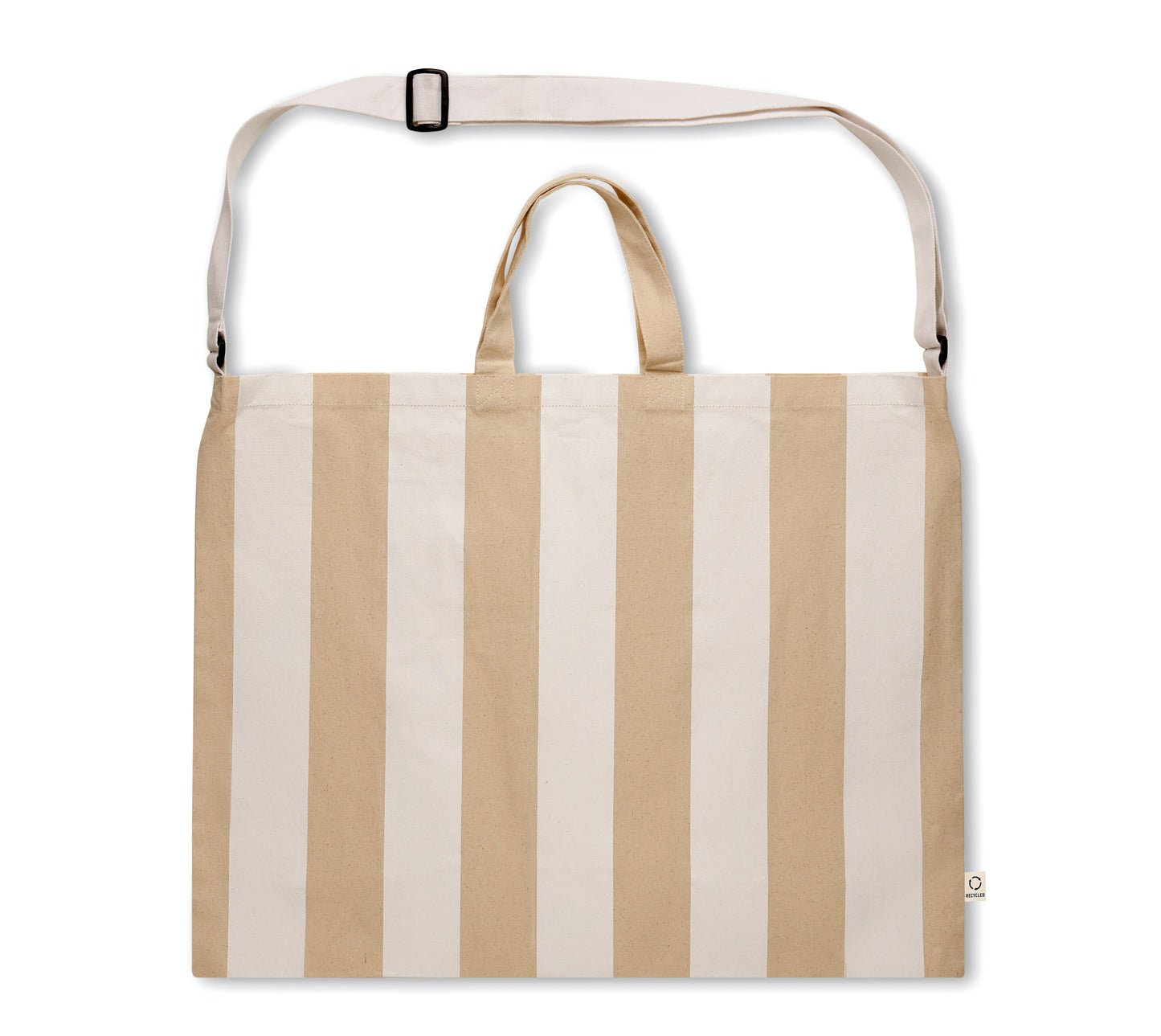 Extra große gestreifte Strandtasche aus 280 g/m² (recycelte Baumwolle 80% und recycelter