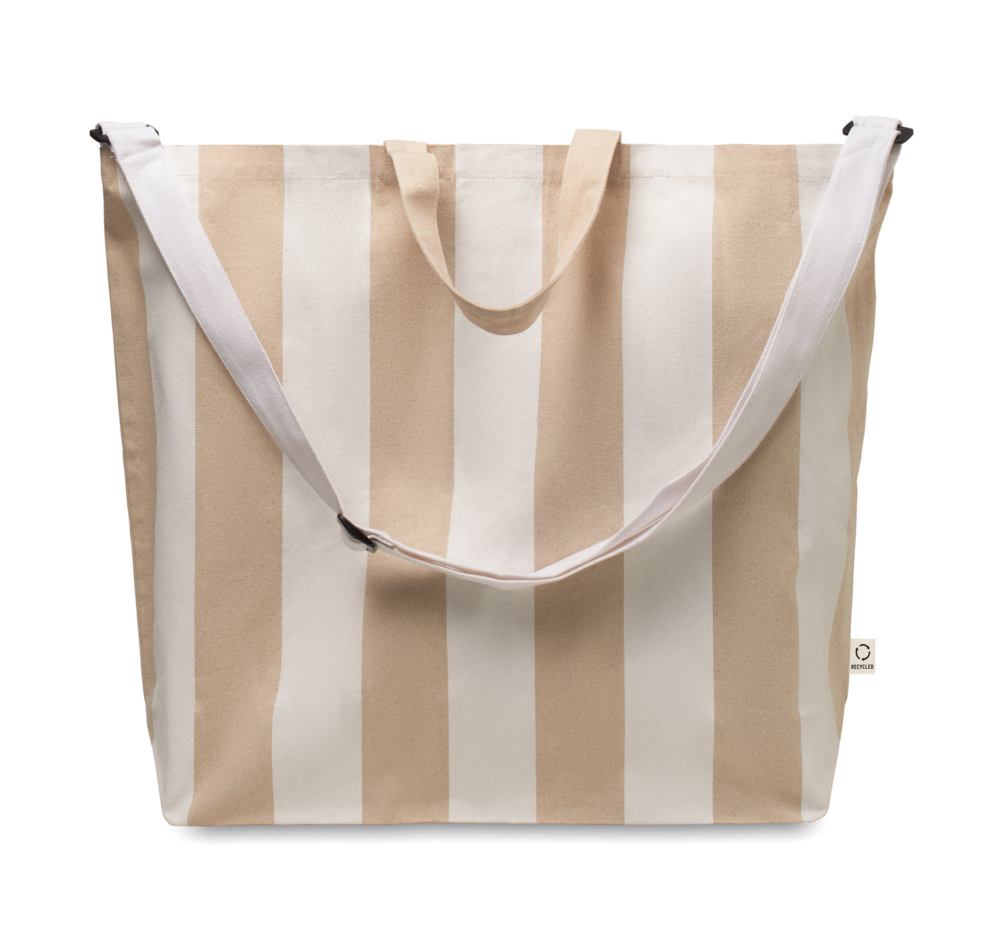 Extra große gestreifte Strandtasche aus 280 g/m² (recycelte Baumwolle 80% und recycelter