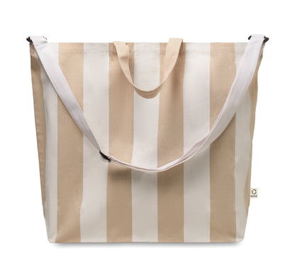 Extra große gestreifte Strandtasche aus 280 g/m² (recycelte Baumwolle 80% und recycelter
