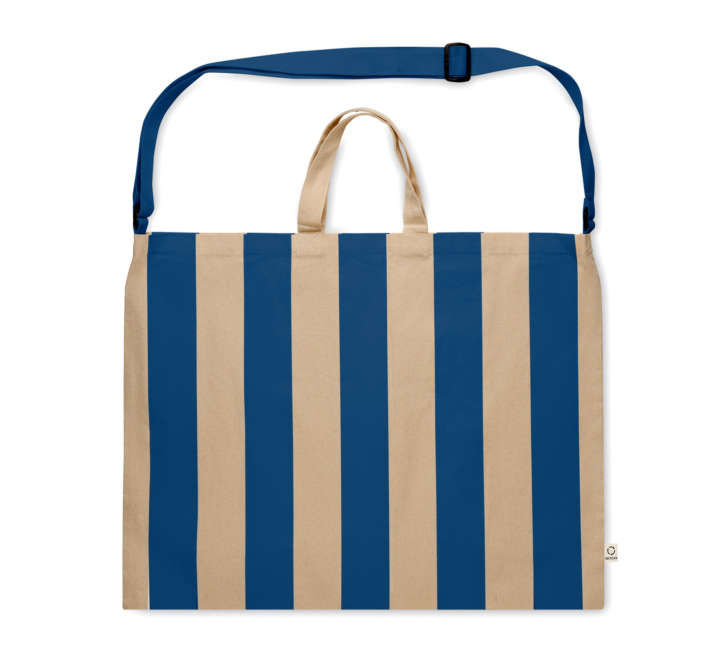 Extra große gestreifte Strandtasche aus 280 g/m² (recycelte Baumwolle 80% und recycelter