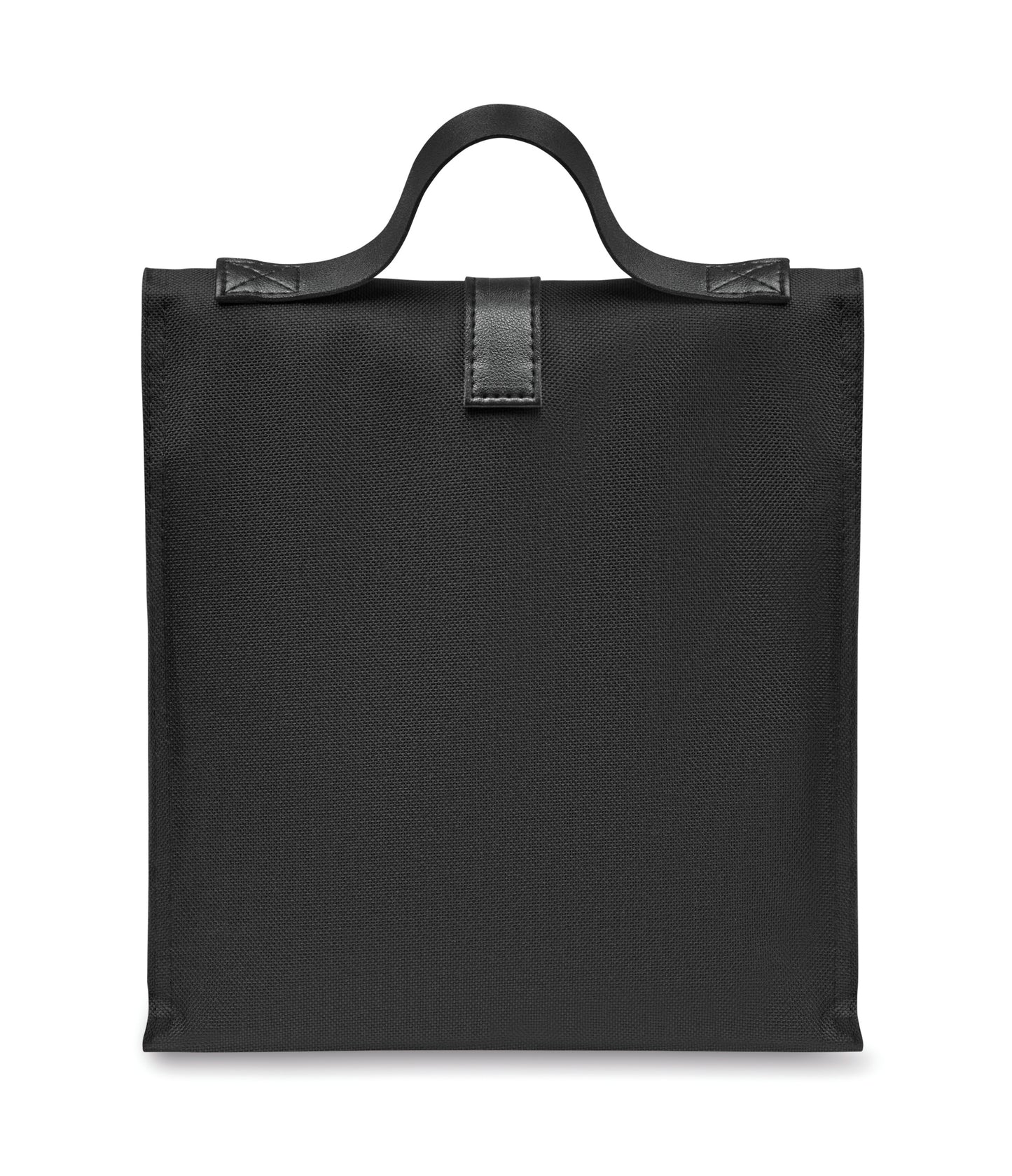 Lunch-Kühltasche aus 600D RPET-Polyester mit Rolltop. Tragegriff und Verschluss aus PU. Isolierung: