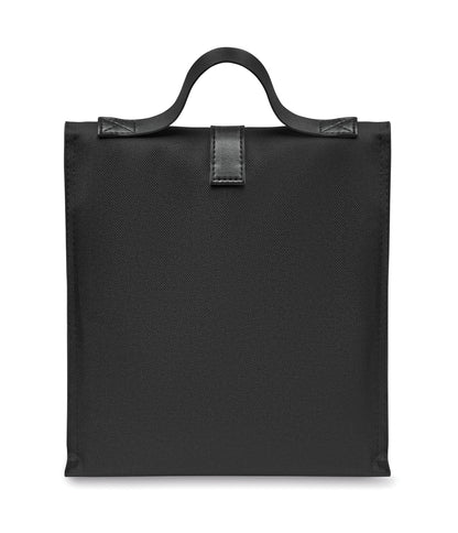 Lunch-Kühltasche aus 600D RPET-Polyester mit Rolltop. Tragegriff und Verschluss aus PU. Isolierung: