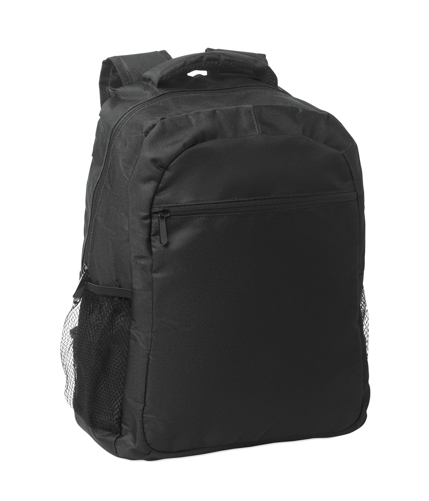 15'' Laptop-Rucksack aus 600D RPET-Polyester mit gepolstertem Laptopfach. Beidseitige Netztaschen und Reißverschlusstasche