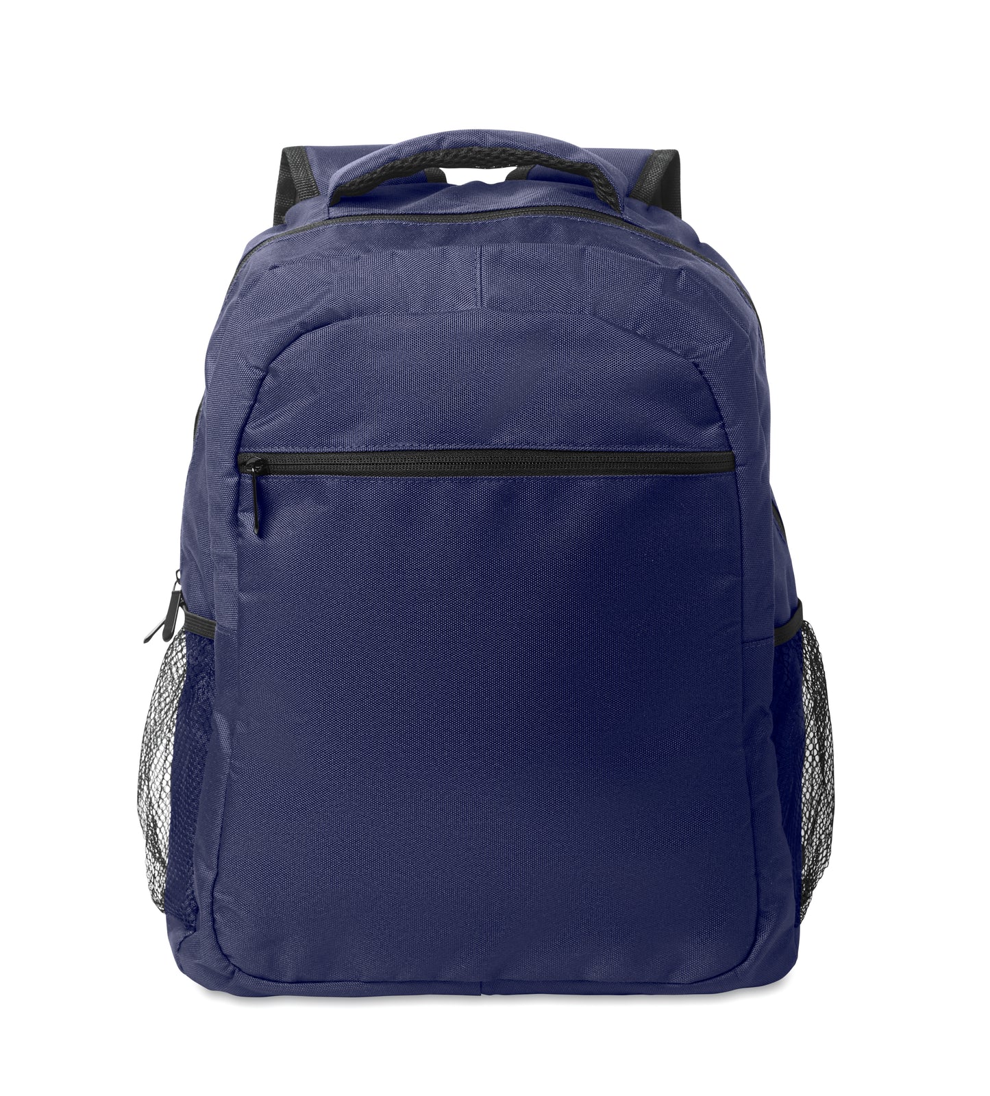 15'' Laptop-Rucksack aus 600D RPET-Polyester mit gepolstertem Laptopfach. Beidseitige Netztaschen und Reißverschlusstasche