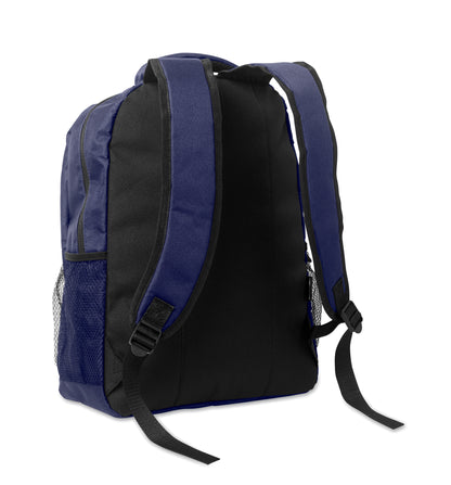 15'' Laptop-Rucksack aus 600D RPET-Polyester mit gepolstertem Laptopfach. Beidseitige Netztaschen und Reißverschlusstasche