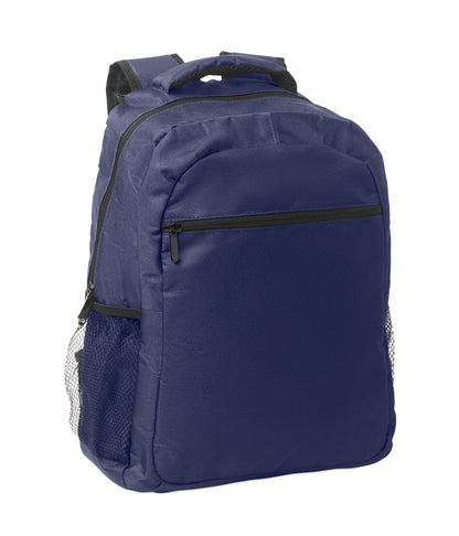15'' Laptop-Rucksack aus 600D RPET-Polyester mit gepolstertem Laptopfach. Beidseitige Netztaschen und Reißverschlusstasche