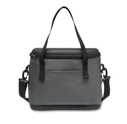 Kühltasche aus 50C-Plane. Ober- und Unterseite aus festem PEVA. Front- und Innentasche