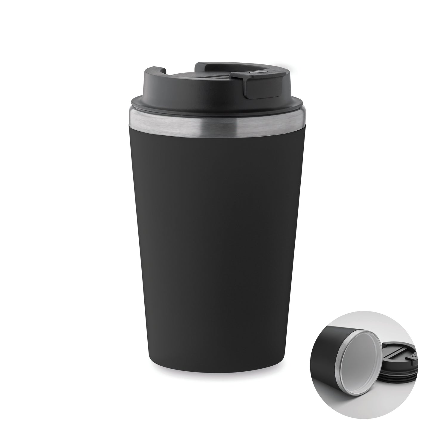 Doppelwandiger Trinkbecher. Äußere Schicht aus PP Innenwand aus recyceltem Edelstahl (90 %